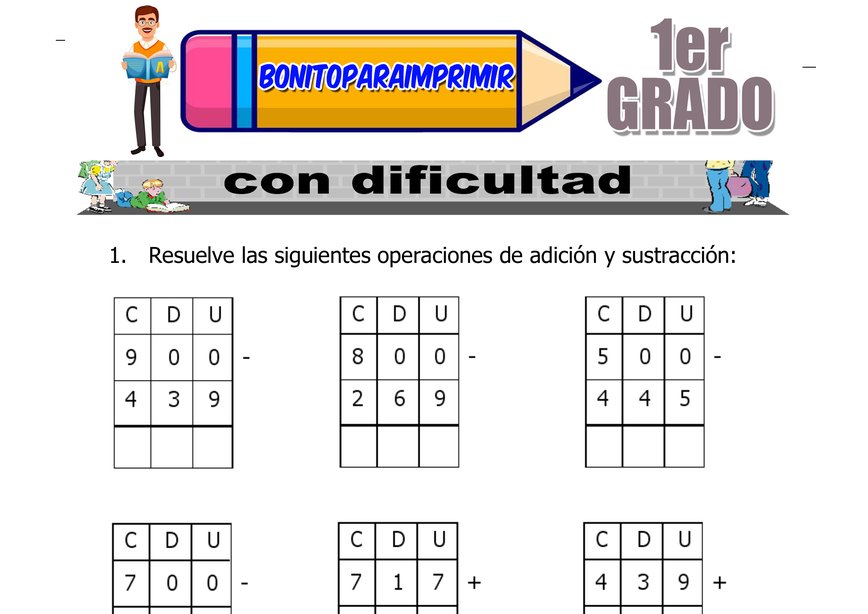 Adición Llevando para Primer Grado de Primaria
