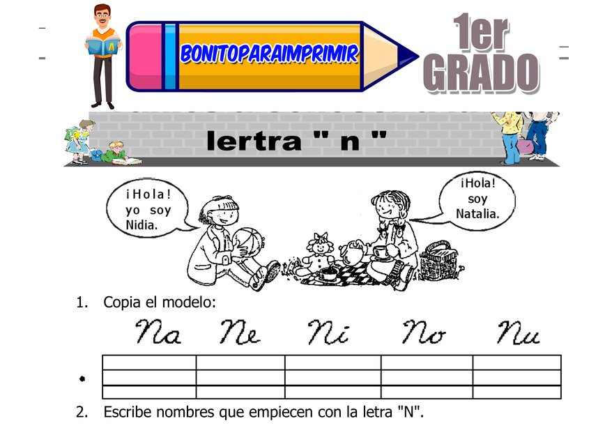 Letra N para Primer Grado