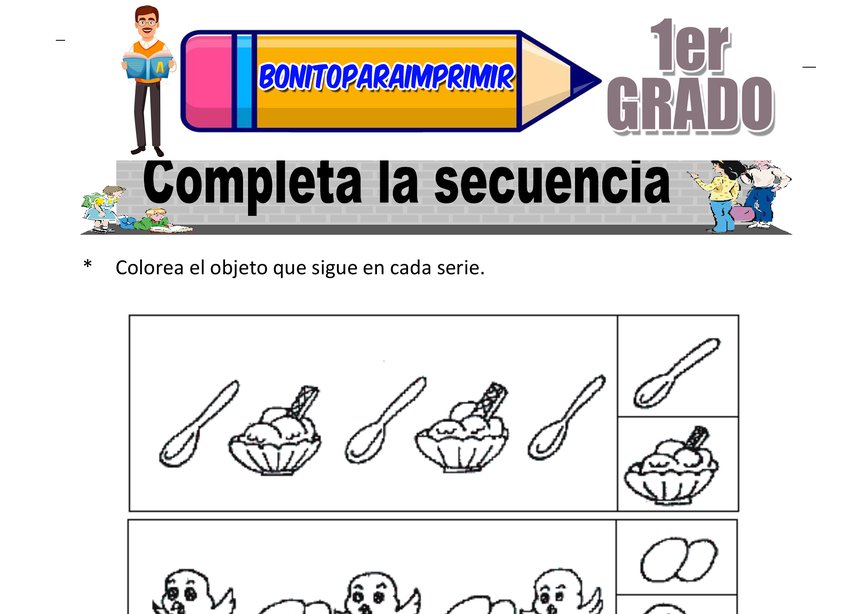 Completar Secuencias para Primer Grado de Primaria