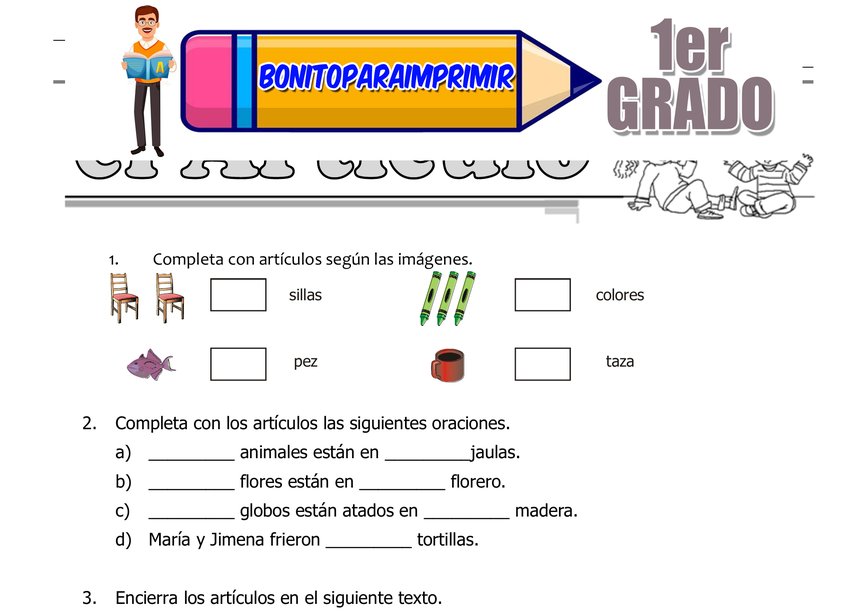 El Artículo: Ejercicios para Reconocer Artículos en Tercer Grado de Primaria
