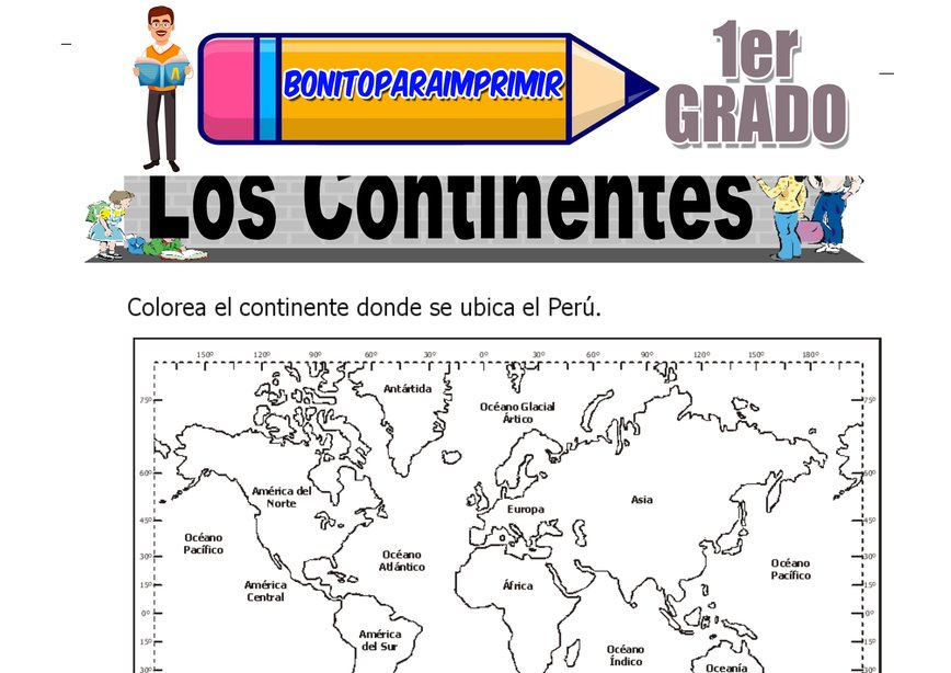 Los Continentes para Primer Grado de Primaria
