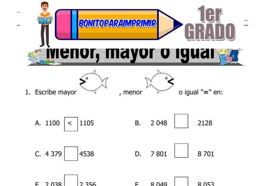 Menor Mayor e Igual Segundo Grado de Primaria