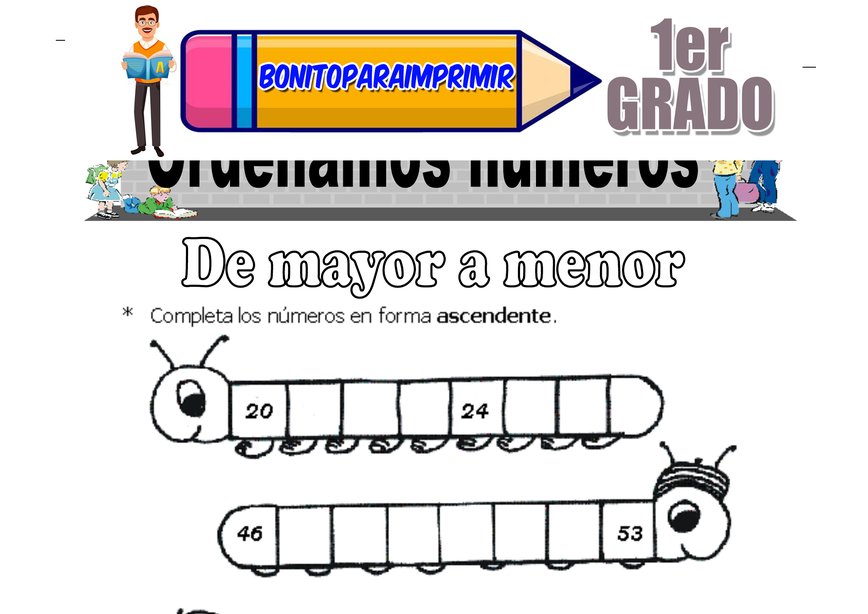 Orden de Números para Primer Grado de Primaria