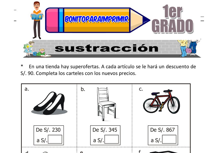 Practicamos la Sustracción para Segundo Grado de Primaria