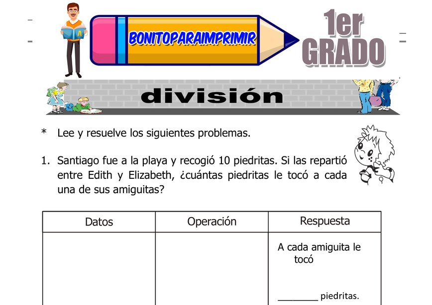 Problemas con División para Segundo Grado de Primaria