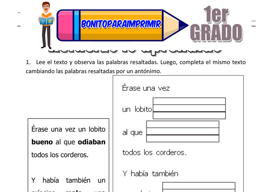 Pupiletras para Primer Grado de Primaria
