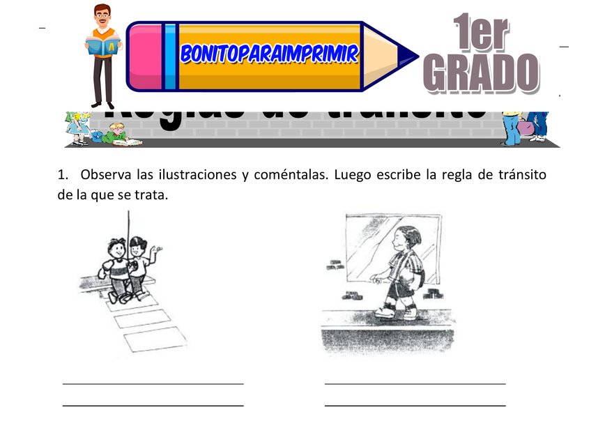 Reglas de Tránsito para Primer Grado de Primaria
