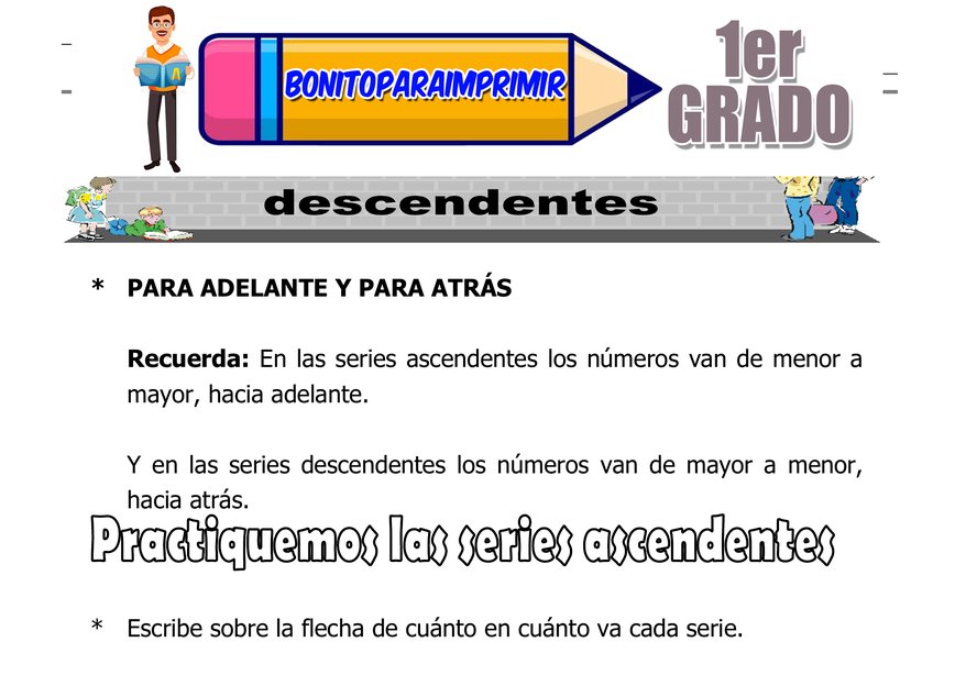 Series Ascendentes y Descendentes Segundo Grado de Primaria