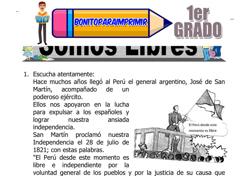 Somos Libres para Primer Grado de Primaria