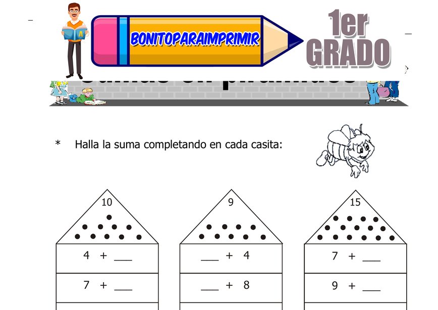 Sumas en Pirámides para Primer Grado de Primaria