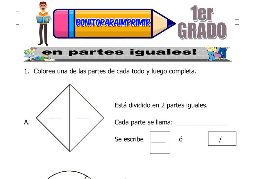 Un Todo se Divide en Partes Iguales para Segundo Grado de Primaria