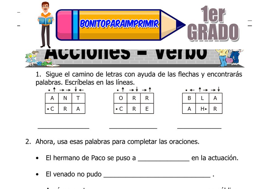Verbos de Acción para Segundo Grado de Primaria