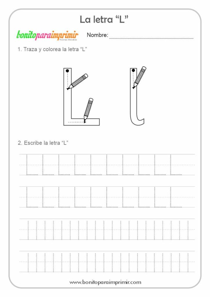 Aprender La Letra L BONITO PARA IMPRIMIR