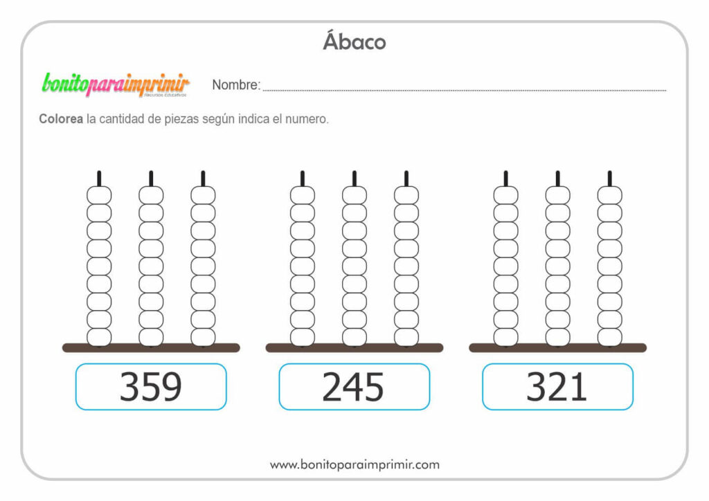 Fichas del Abaco🥇 【Ejercicios en PDF】 📒