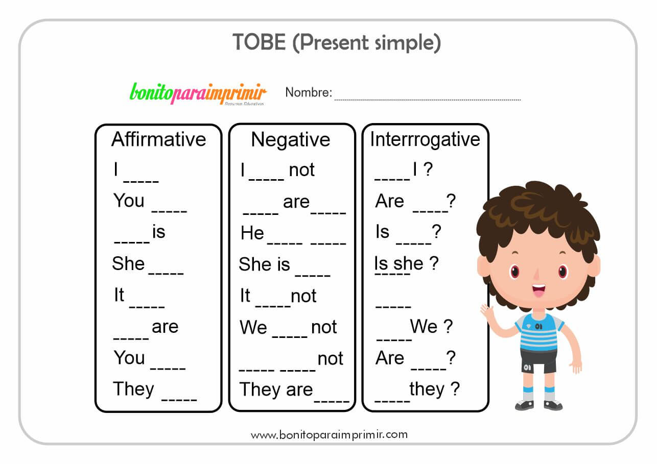 Ficha De Ingl s Del Verbo To Be BONITO PARA IMPRIMIR