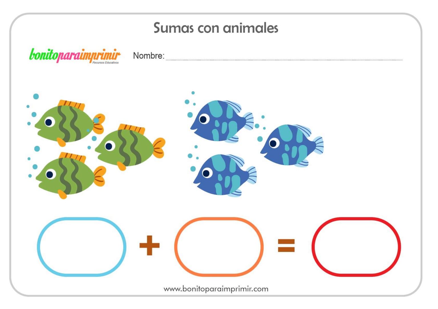 Fichas de sumas con animales - BONITO PARA IMPRIMIR