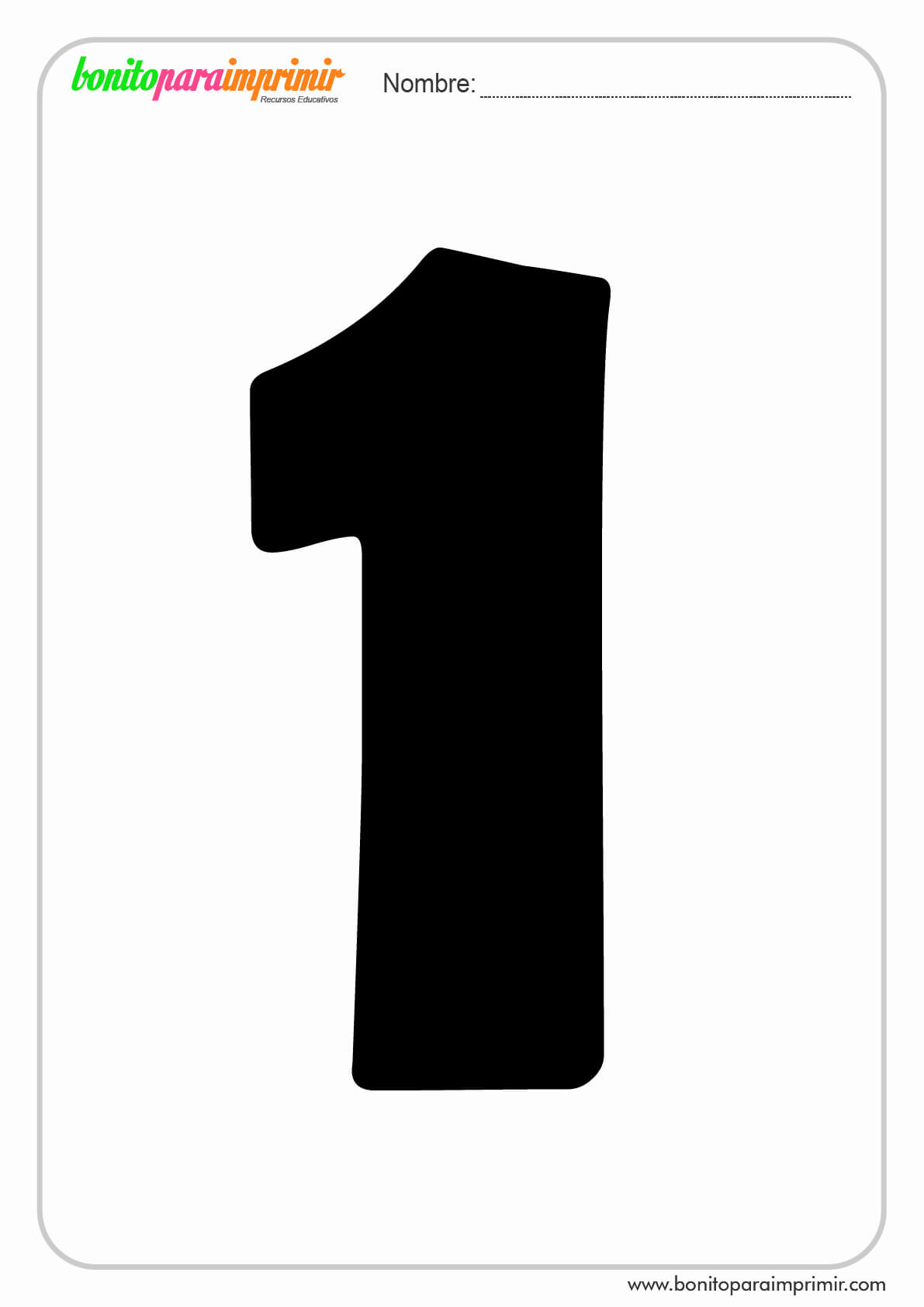 Numero 1 Para Imprimir Pdf Colorear Y Recortar