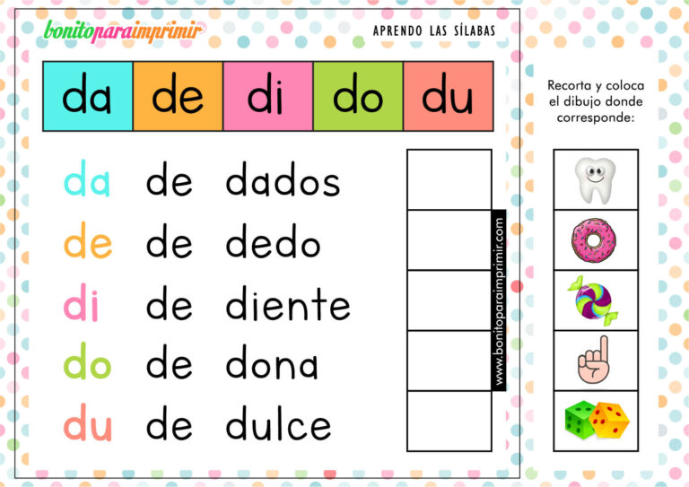 Aprender las silabas🥇 【Actividades para niños PDF】📒